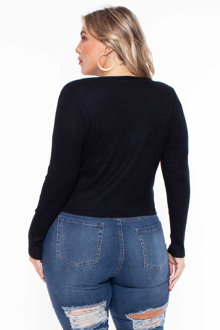 Ambiance Sweaters & Cardigans Plus Size Delaney Sweater - Black