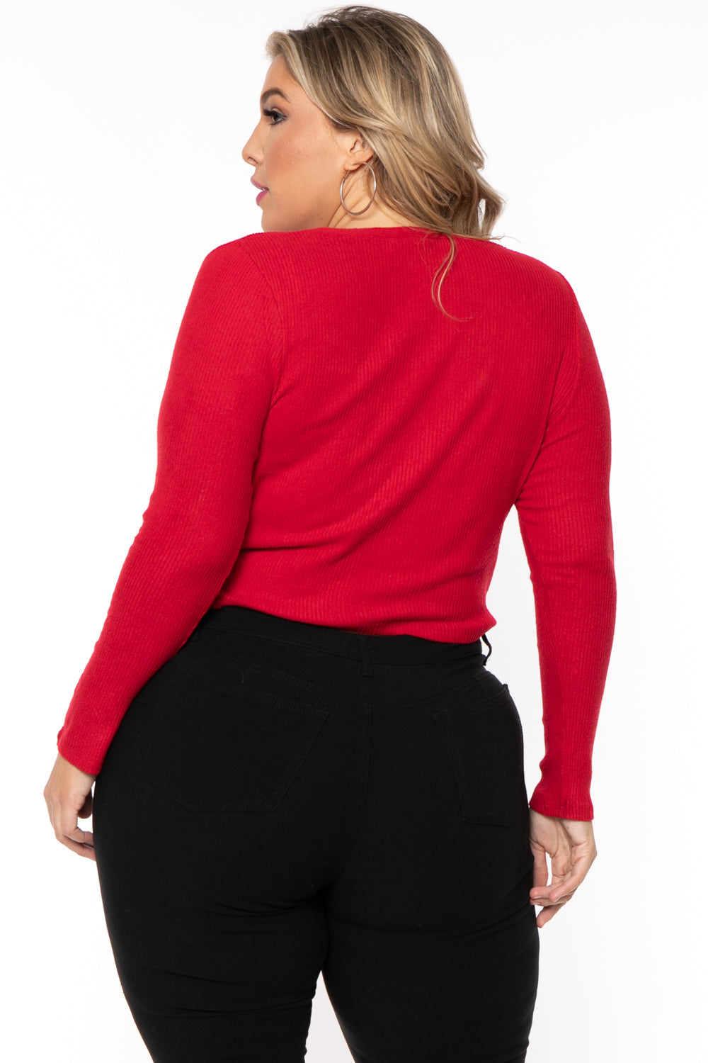 Ambiance Sweaters & Cardigans Plus Size Delaney Sweater - Red