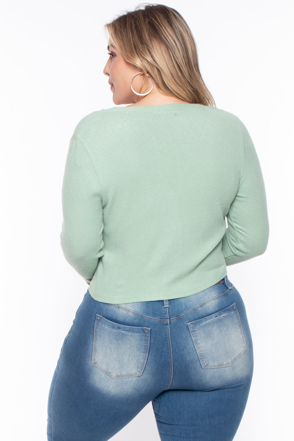 Ambiance Sweaters & Cardigans Plus Size Delaney Sweater - Sage
