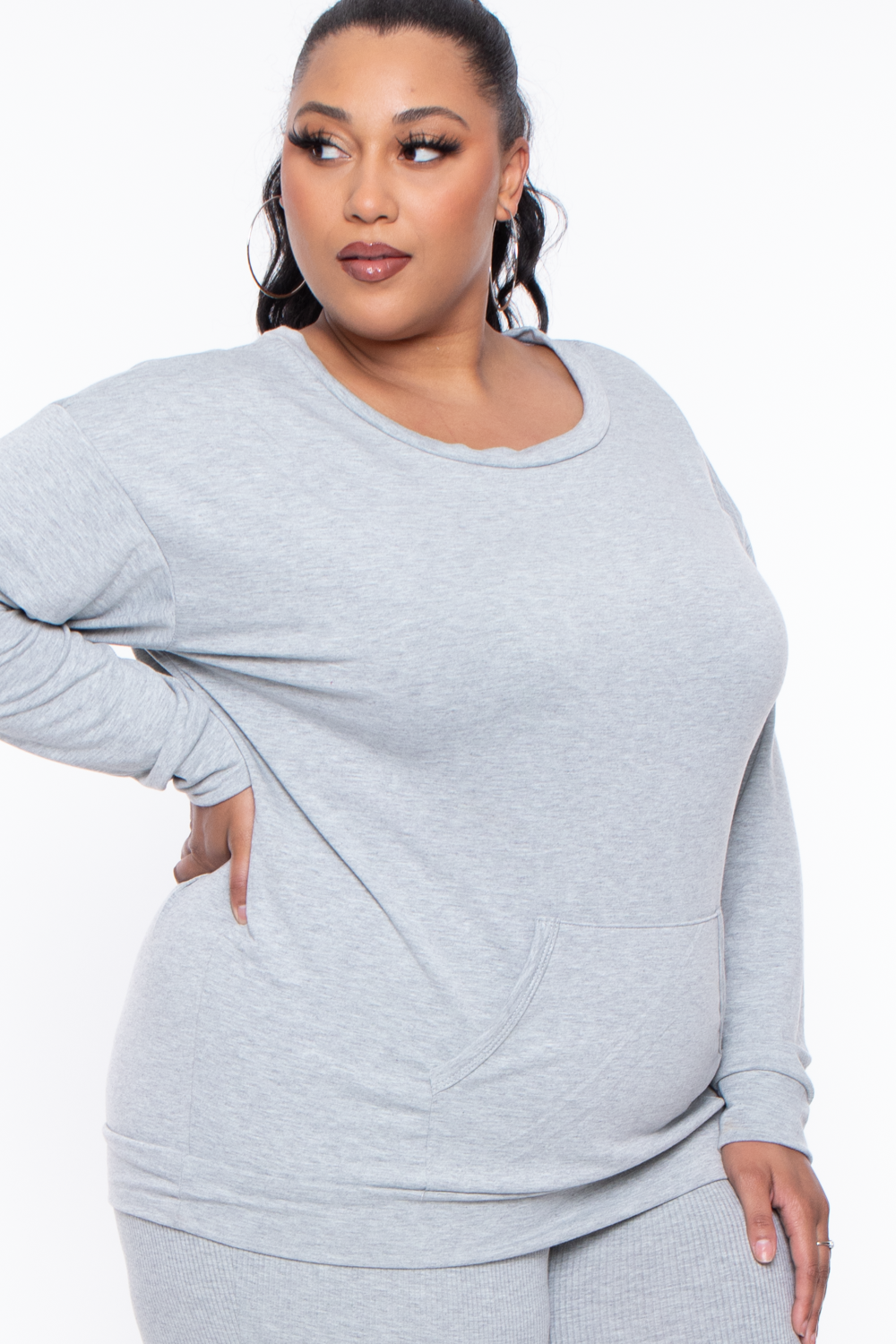 Plus Size Laura Sweatshirt Pullover - Heather Grey - Curvy Sense