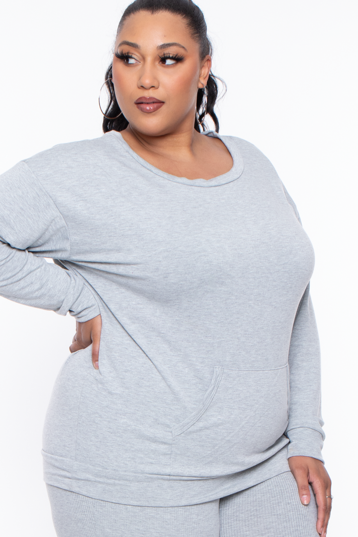 Plus Size Laura Sweatshirt Pullover - Heather Grey - Curvy Sense