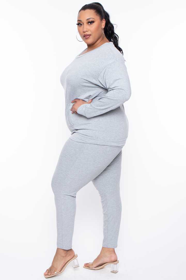 Plus Size Laura Sweatshirt Pullover - Heather Grey - Curvy Sense