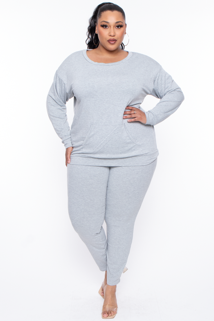 Plus Size Laura Sweatshirt Pullover - Heather Grey - Curvy Sense