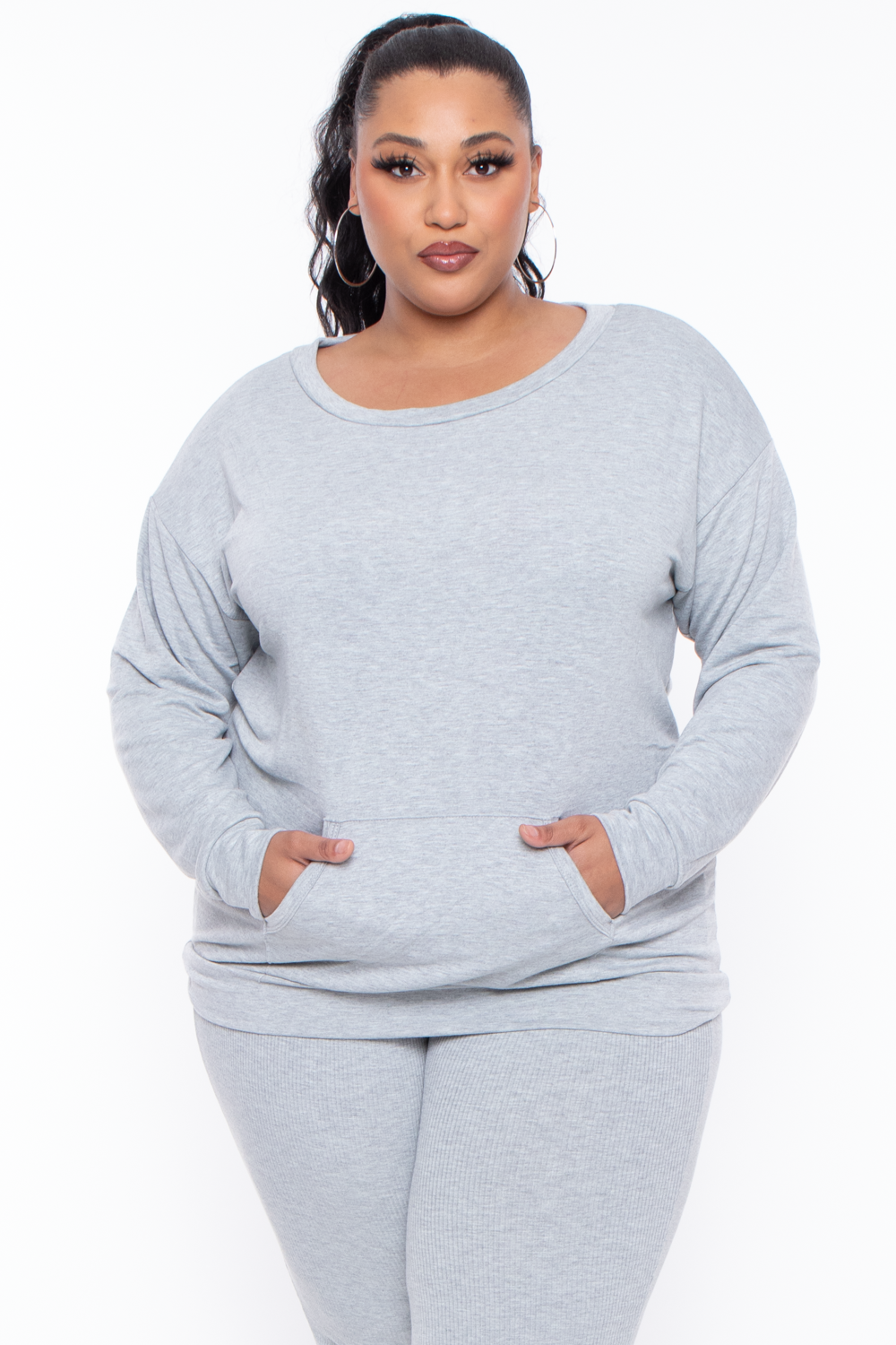 Plus Size Laura Sweatshirt Pullover - Heather Grey - Curvy Sense