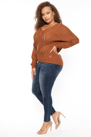 Bluebell Sweaters & Cardigans Plus Size Pointelle Tunic Sweater - Camel