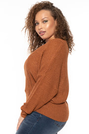 Bluebell Sweaters & Cardigans Plus Size Pointelle Tunic Sweater - Camel