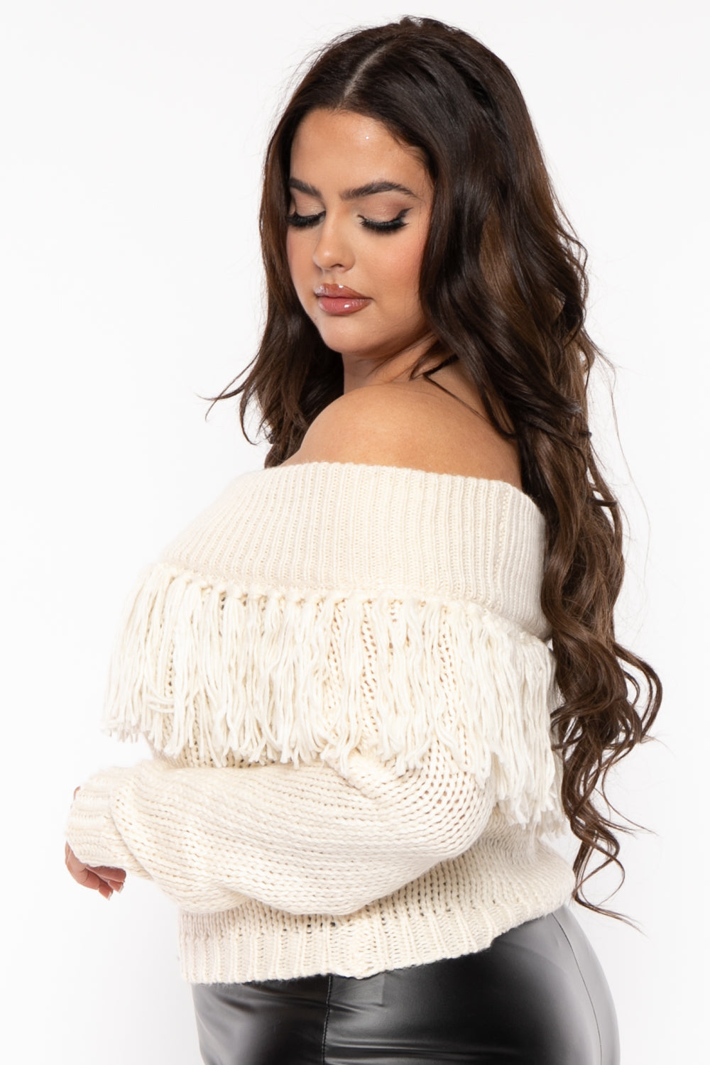 Sweet Generis Sweaters & Cardigans Plus Size Shyanne Off The Shoulder  Sweater - Ivory