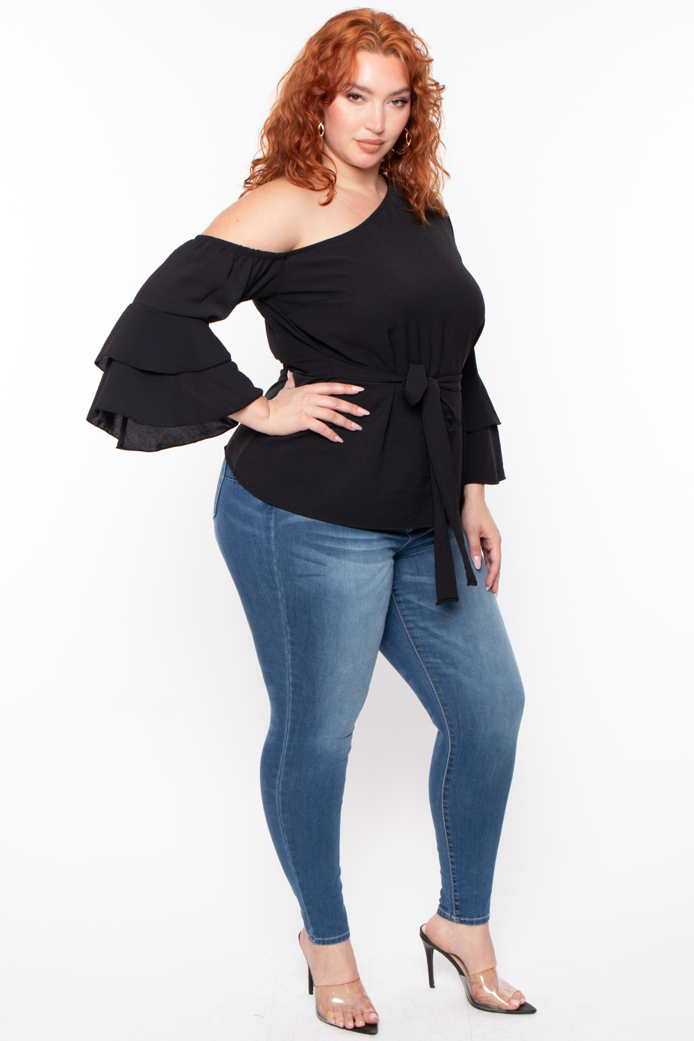 Bluebell Tops Plus Size Ada Off the Shoulder Top- Black