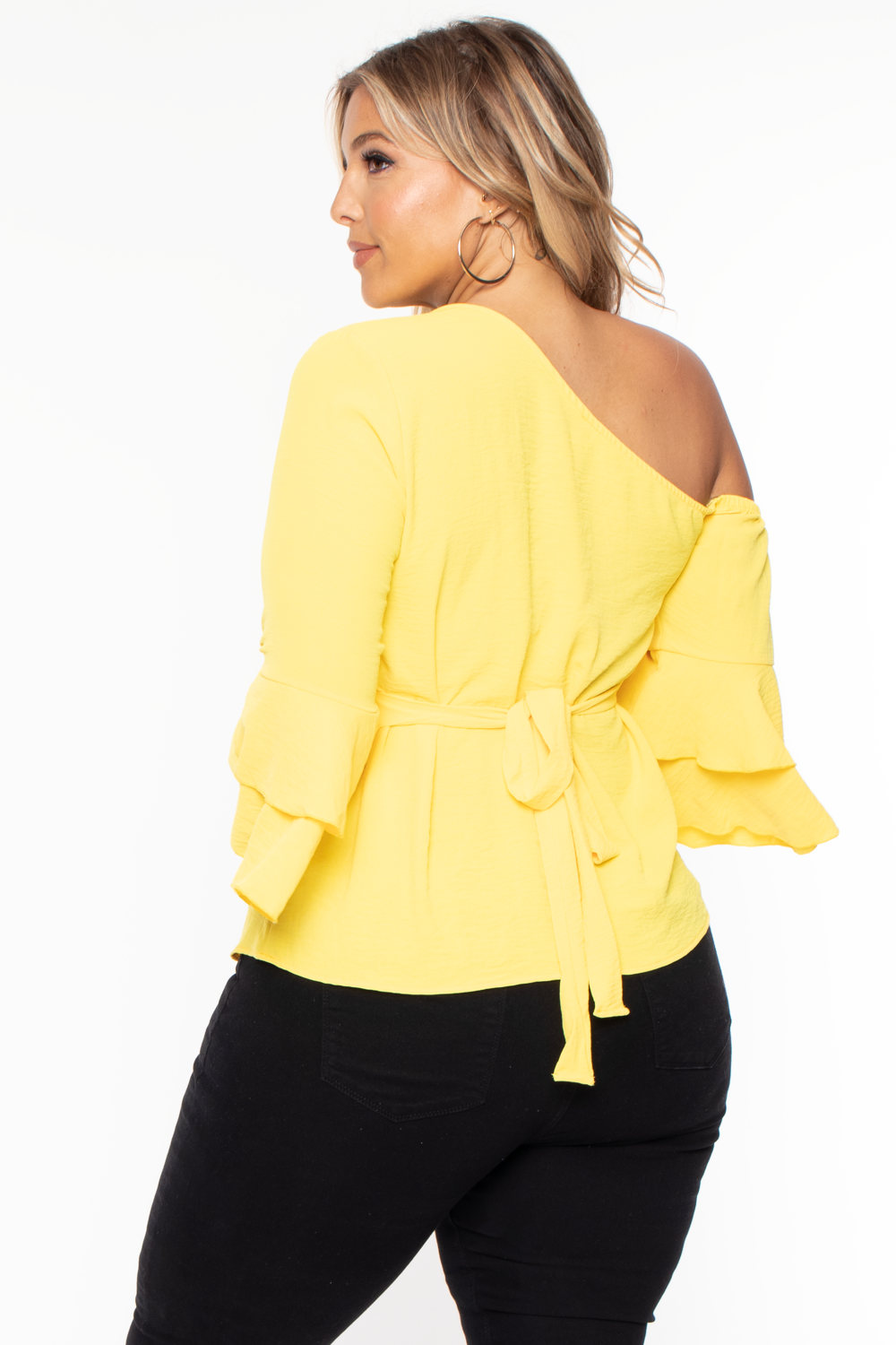 Plus Size Ada Off the Shoulder Top- Yellow - Curvy Sense