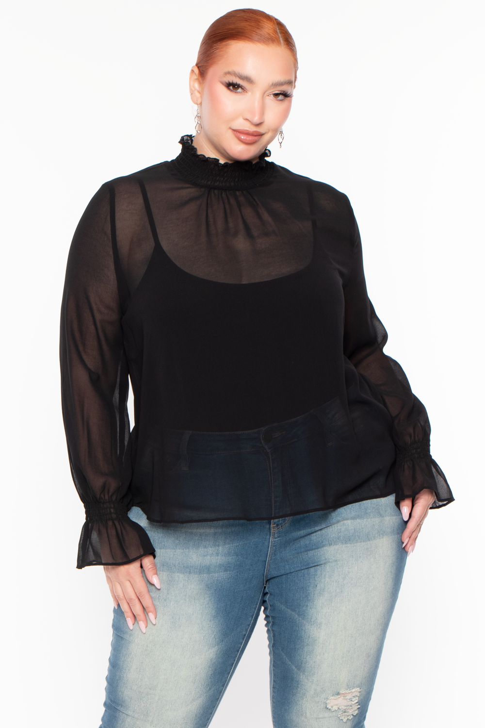 Plus Size Annalyn Flowy Top -Black - Curvy Sense