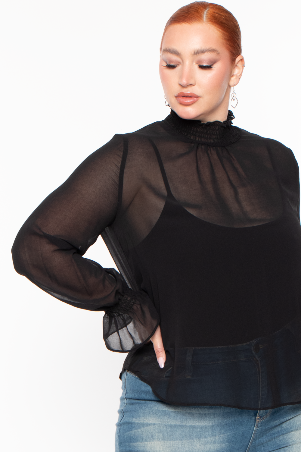 Plus Size Annalyn Flowy Top -Black - Curvy Sense