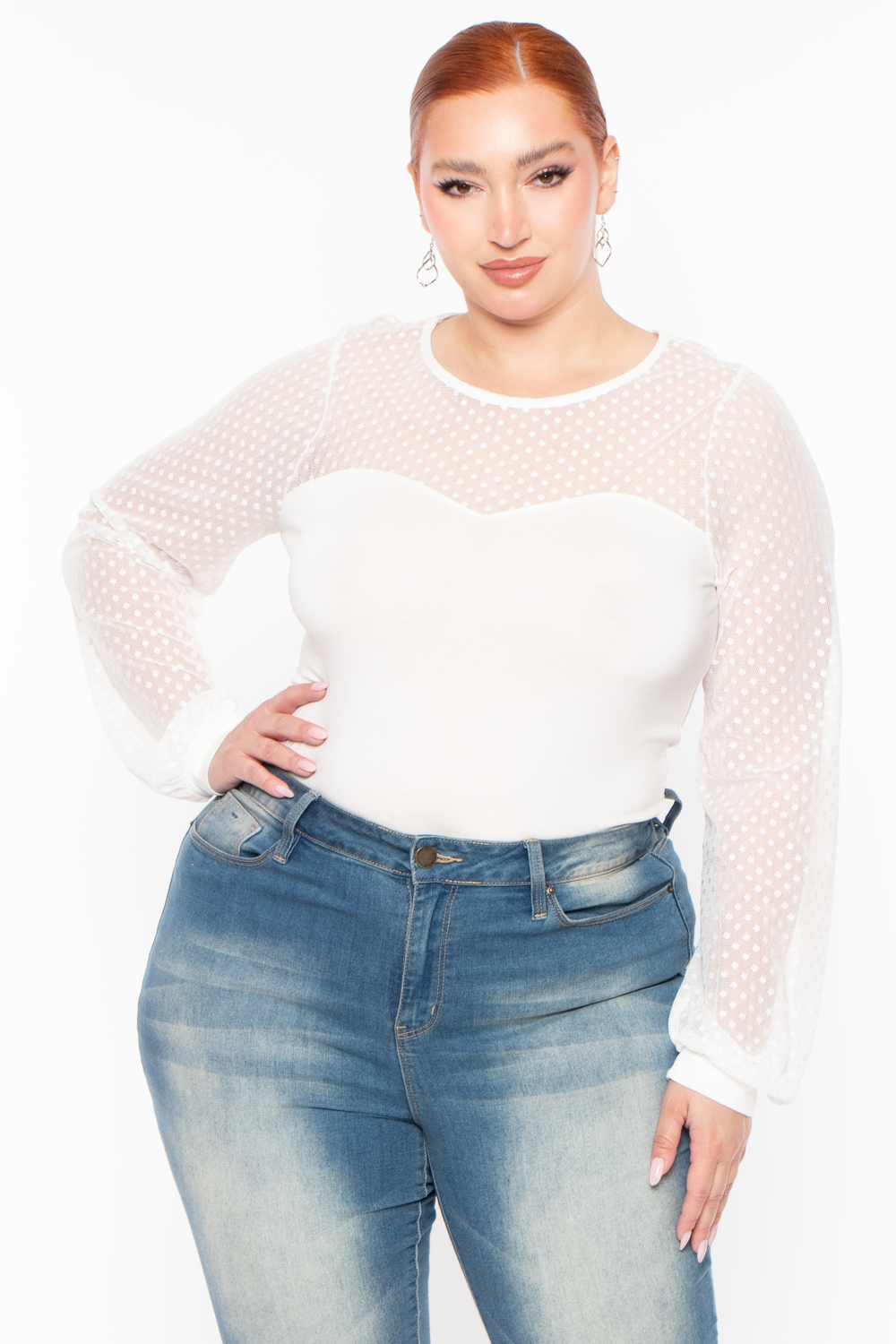 White sheer deals blouse plus size