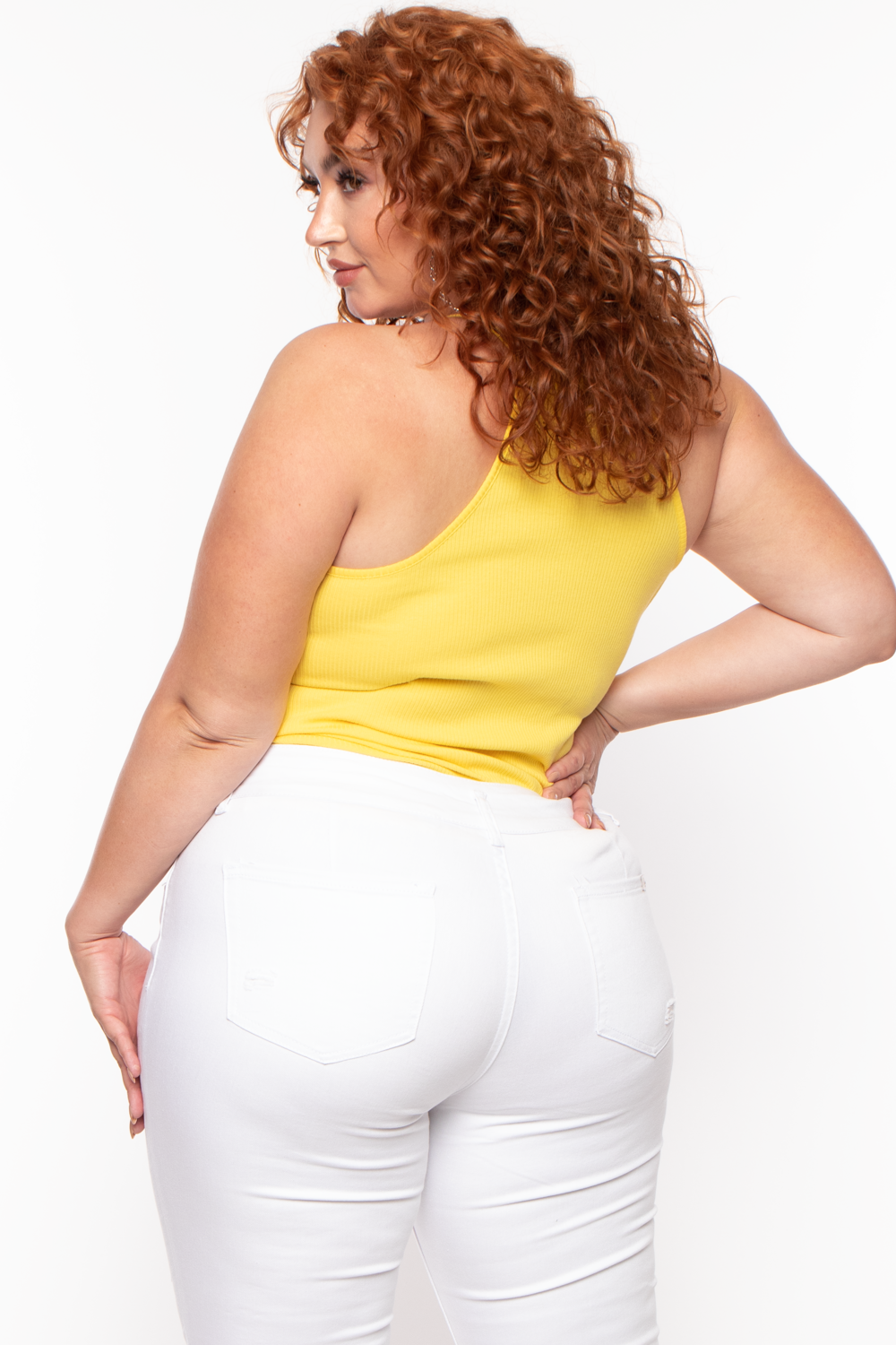 Plus Size Racerback Rib Top - Yellow - Curvy Sense