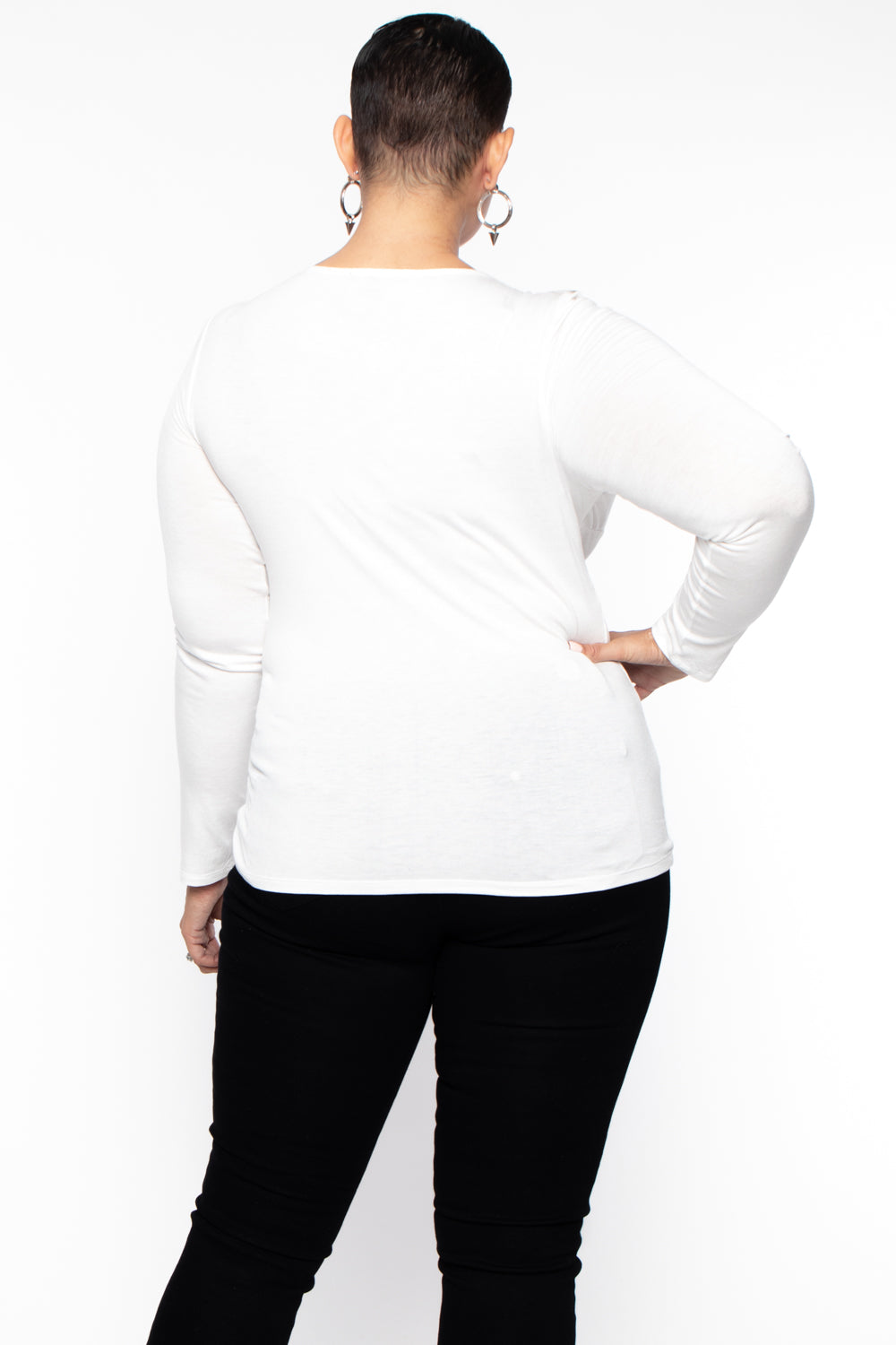 Ambiance Tops Plus Size Twist Front Top - Ivory
