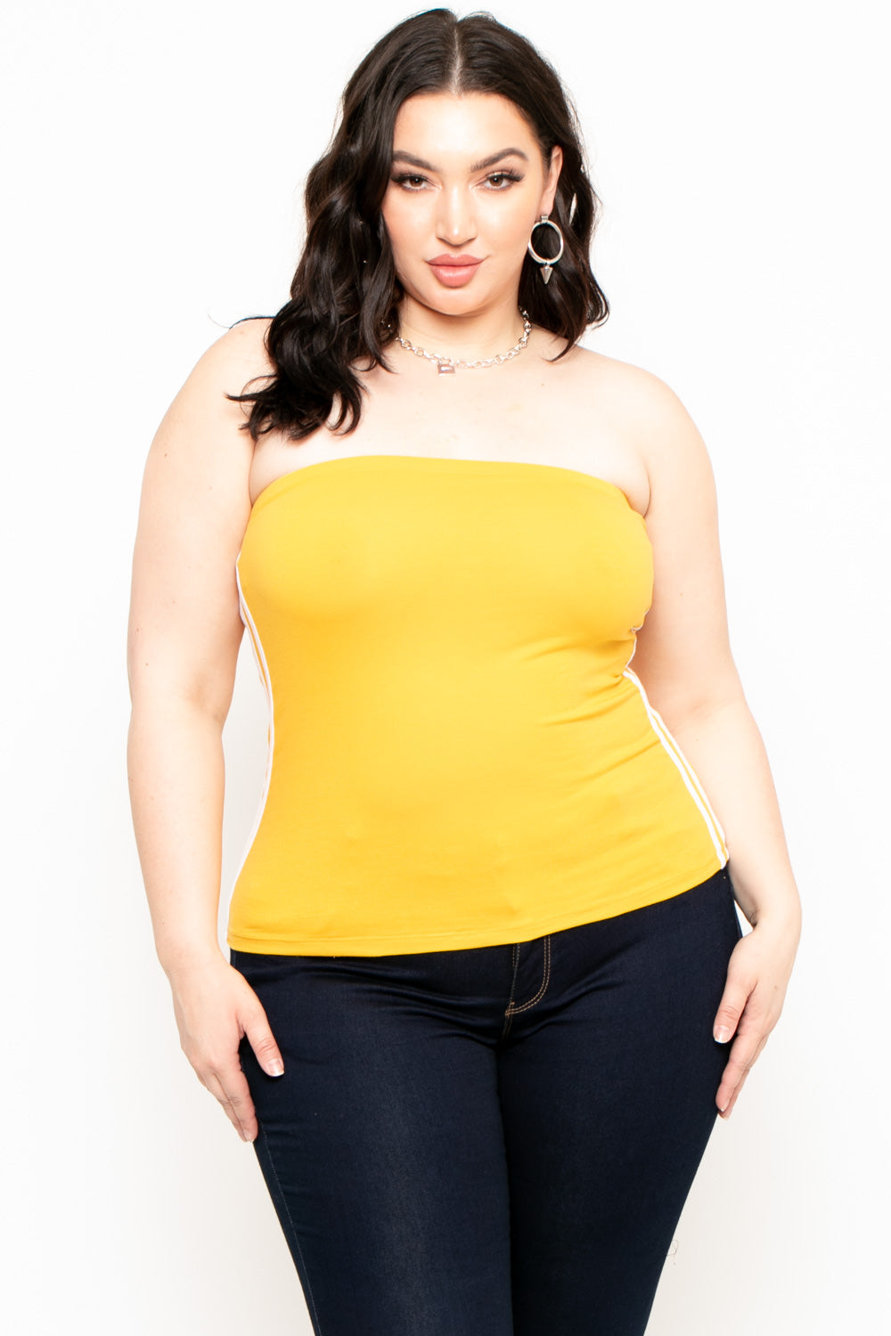 Plus Size V-Neck Bodysuit - Yellow – Curvy Sense